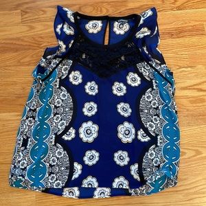 Express ruffle sleeveless blouse with lace detailing